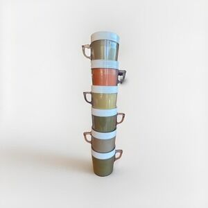 6 Vintage MCM‎ Ware Insulated Melamine Coffee Mugs Cups Plastic Paper 1960's